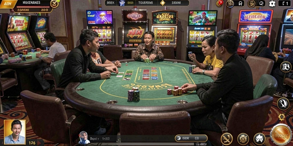 Screenshot menunjukkan karakter utama dalam aksi melawan monster.